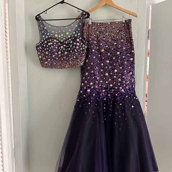 Jolene Purple Sequence Mermaid Prom Dress - Picture 3 of 16